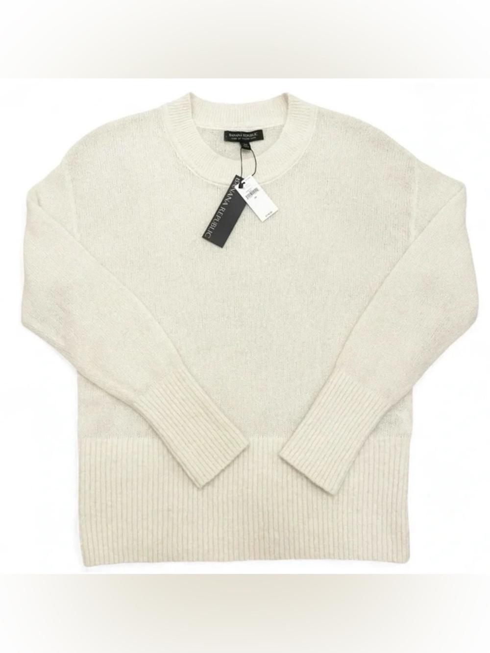 Banana Republic Ambra Crew Neck Alpaca Sweater Cream Ivory Size XS Extra Small - Picture 2 of 7